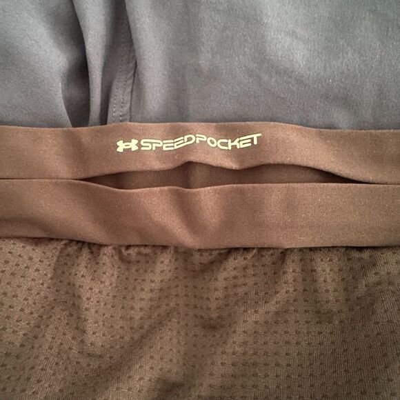 Under Armour Men's HeatGear SpeedPocket Fitted Running Shorts Size Large Blue - Picture 4 of 5